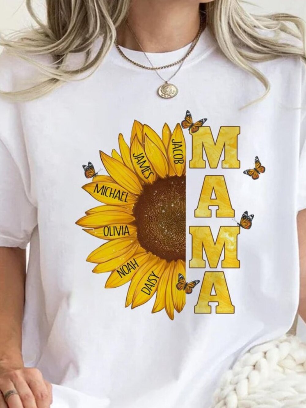 Sunflower Mom Shirt, Floral Mom Shirt, Personalized Mama Tee